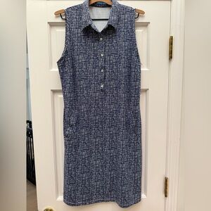 J.McLaughlin DOLLY Blue & White Shirtdress XL